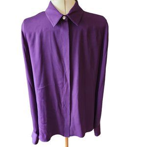 COPY - Purple Silk Long-sleeve Theory Blouse- Stitch Ripped